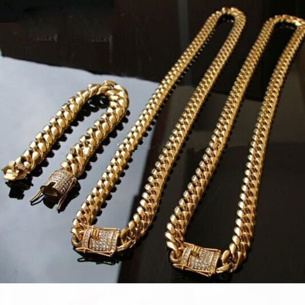 14mm cool mens chain gold tone 316l stainless steel necklace curb cuban link chain and bracelets set with diamond clasp lock 2pcs jewelry, Silver
14mm cool mens chain gold tone 316l stainless steel necklace curb cuban link chain and bracelets set with diamond clasp lock 2pcs jewelry, Silver