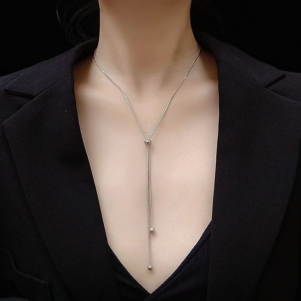 fashion popular long chain pendant necklace adjustable stainless steel clavicle necklaces wholesale jewelry gift for women, Silver
fashion popular long chain pendant necklace adjustable stainless steel clavicle necklaces wholesale jewelry gift for women, Silver