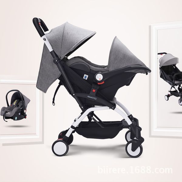 Baby Stroller With Sleeping Basket Portable Car Seat Car Stroller 3 In 1 Light Baby Carriage Can Sit And Lay