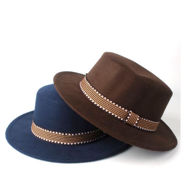 new men women fashion flat fedora hat with belt wool trilby hat pork pie jazz size 56-58cm, Blue;gray
new men women fashion flat fedora hat with belt wool trilby hat pork pie jazz size 56-58cm, Blue;gray