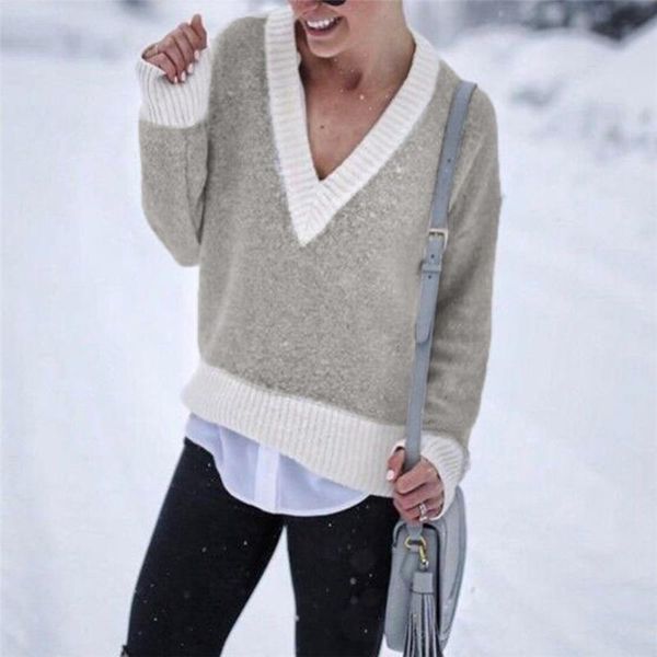 slim sweater female womens long sleeve pullover patchwork v-neck sweater knitted blouse sueter mujer invierno #45, White;black
slim sweater female womens long sleeve pullover patchwork v-neck sweater knitted blouse sueter mujer invierno #45, White;black