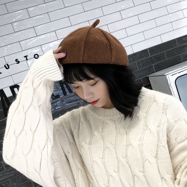 hat женщины берет осенью и зимой трикотажный берет британский ретро восьмиугольный сладкого тыквенного прилив, Blue;gray 
hat женщины берет осенью и зимой трикотажный берет британский ретро восьмиугольный сладкого тыквенного прилив, Blue;gray