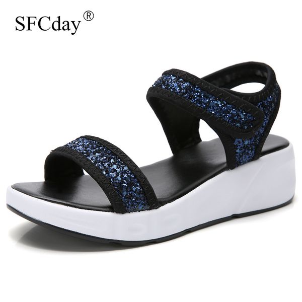 new 2020 women sandals shoes thick sole sequined cloth flat platform beach sandals women gladiator ladies summer shoes, Black
new 2020 women sandals shoes thick sole sequined cloth flat platform beach sandals women gladiator ladies summer shoes, Black