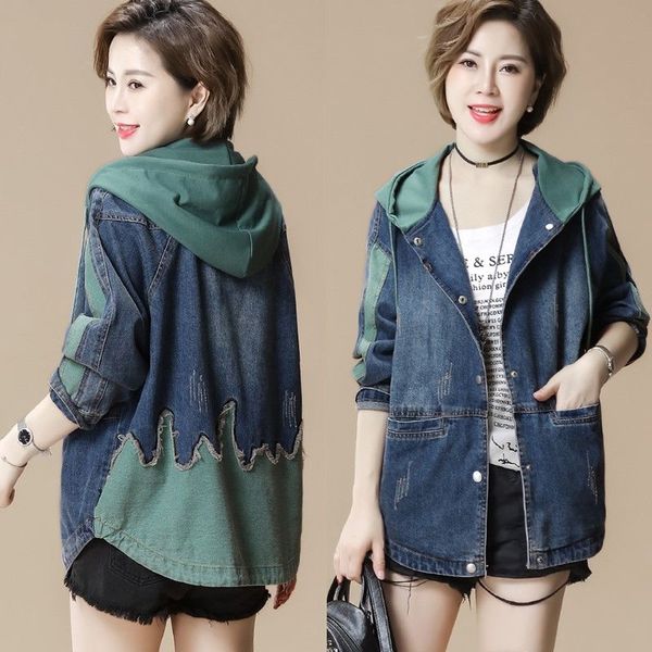 2020 new women denim outerwear slim cowboy patchwork jacket women's medium long hooded ladies streetwear windbreaker j106, Black;brown
2020 new women denim outerwear slim cowboy patchwork jacket women's medium long hooded ladies streetwear windbreaker j106, Black;brown