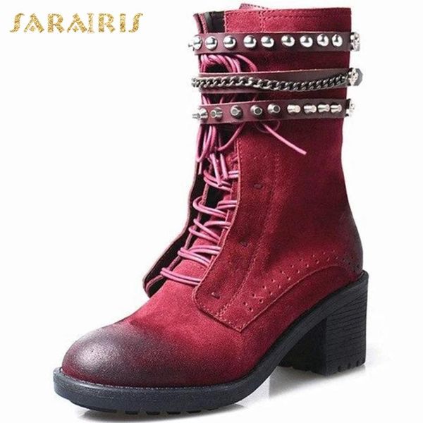 sarairis 2020 new arrivals large size 43 chunky heels office boots woman shoes zip up platform comfy cross-tied fashion boots, Black 
sarairis 2020 new arrivals large size 43 chunky heels office boots woman shoes zip up platform comfy cross-tied fashion boots, Black