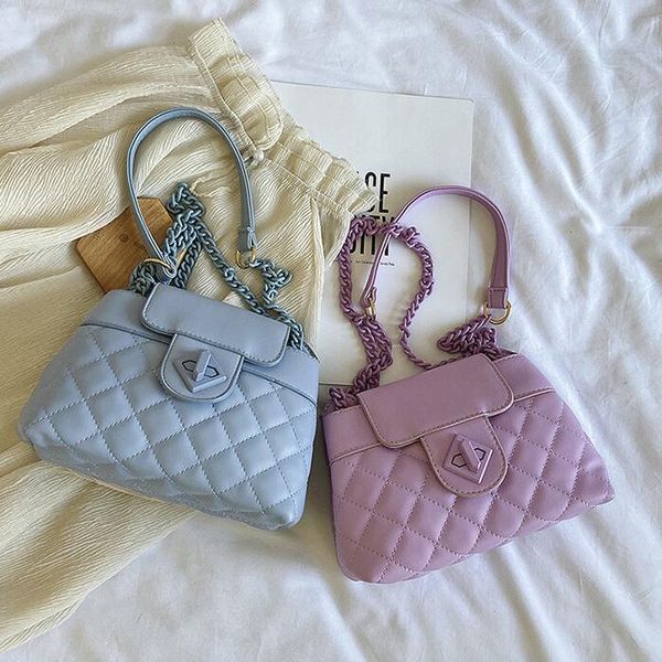 2020 women chain shoulder bags lady temperament small handbags check crossbody