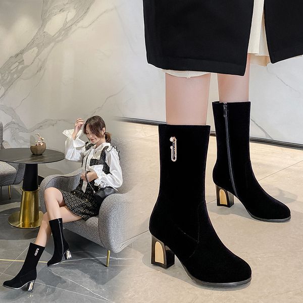 fashion ankle elastic sock boots chunky high heels stretch women autumn booties pointed toe women pump size 33-43, Black
fashion ankle elastic sock boots chunky high heels stretch women autumn booties pointed toe women pump size 33-43, Black