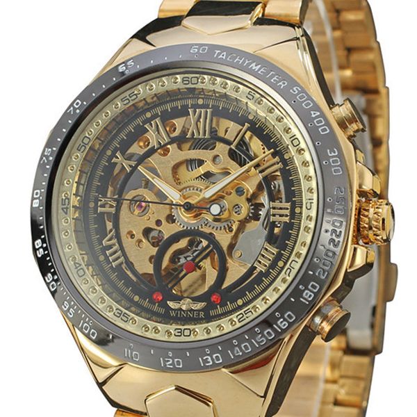 winner men gold watches automatic mechanical watch male skeleton wristwatch stainless steel band sports design, Slivery;brown
winner men gold watches automatic mechanical watch male skeleton wristwatch stainless steel band sports design, Slivery;brown
