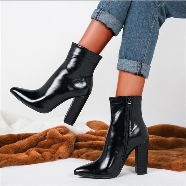 boots zip ankle heeled pu leather pointed toe women chunky heels winter shoes plus size 41 42, Black
boots zip ankle heeled pu leather pointed toe women chunky heels winter shoes plus size 41 42, Black