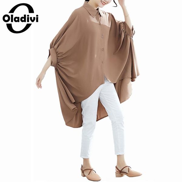 oladivi oversized plus size women batwing sleeve short in front and long in back tees shirt lady fashion blouse female blusa, White 
oladivi oversized plus size women batwing sleeve short in front and long in back tees shirt lady fashion blouse female blusa, White