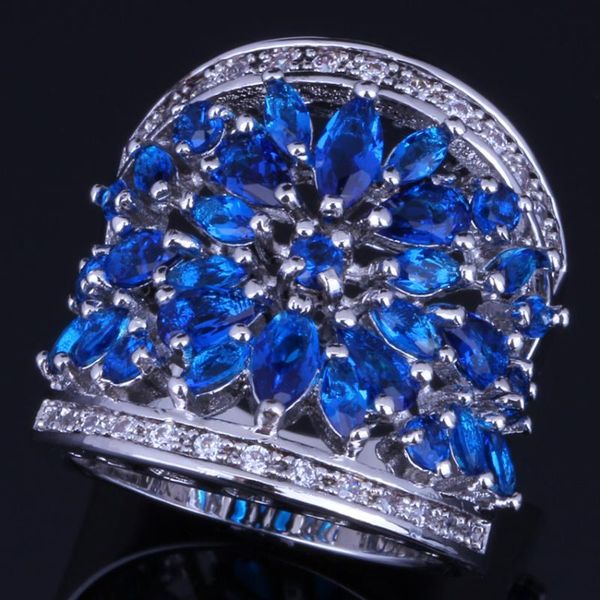 very good huge dark blue cubic zirconia white cz silver plated ring v0157, Golden;silver
very good huge dark blue cubic zirconia white cz silver plated ring v0157, Golden;silver