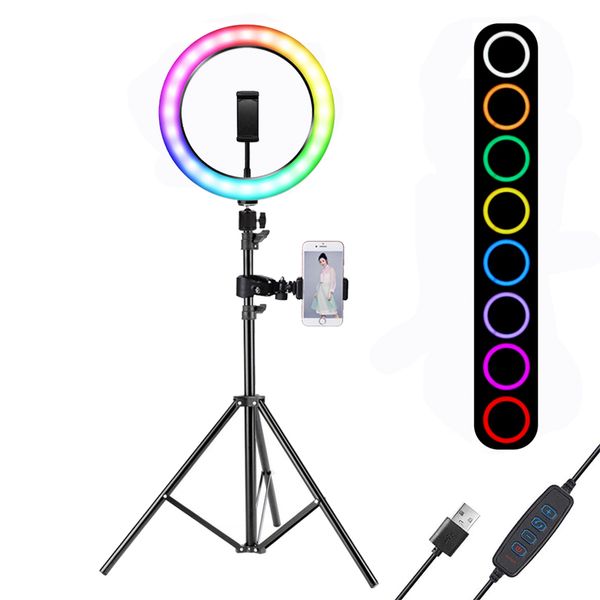 10'' Led Rgb Pgraphy Lighting Selfie Ring Light With Tripod Stand , Ringlight For Video Makeup Youtube Live Stream Ring Lamp