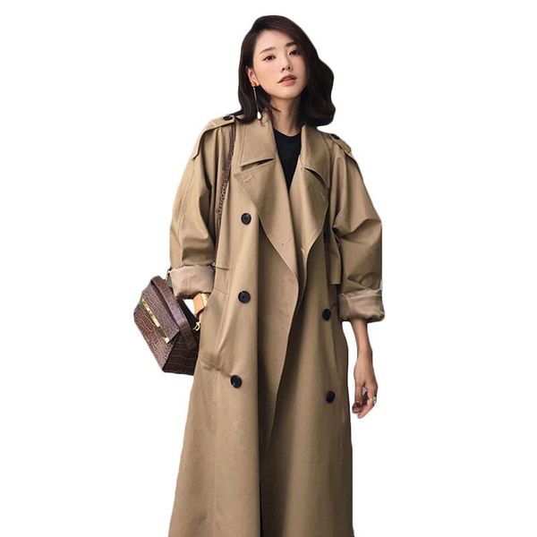 women's trench coats fashion 2021 autumn casual double breasted simple classic long coat with belt chic female windbreaker, Tan;black
women's trench coats fashion 2021 autumn casual double breasted simple classic long coat with belt chic female windbreaker, Tan;black