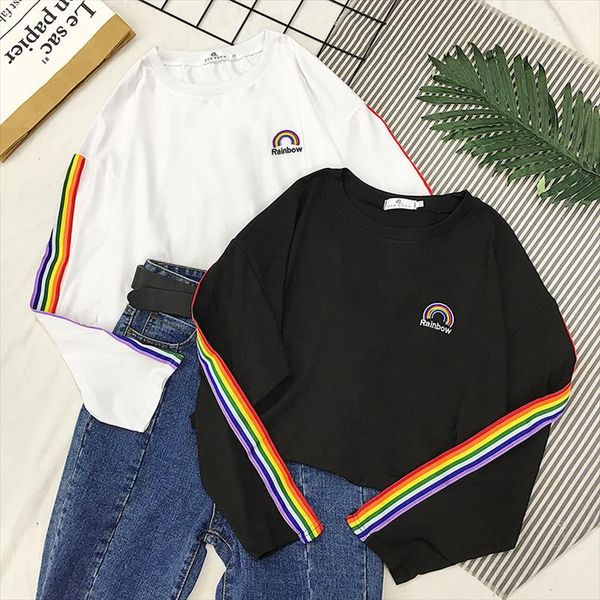 autumn t shirt woman clothes korean ulzzang harajuku rainbow striped t shirt female long sleeve tshirt casual basic top, White
autumn t shirt woman clothes korean ulzzang harajuku rainbow striped t shirt female long sleeve tshirt casual basic top, White