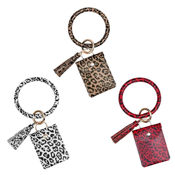 3 color leopard print keychain bracelet pu leather wristlet coin purse fashion card key holder kit with tassel for women, Silver
3 color leopard print keychain bracelet pu leather wristlet coin purse fashion card key holder kit with tassel for women, Silver