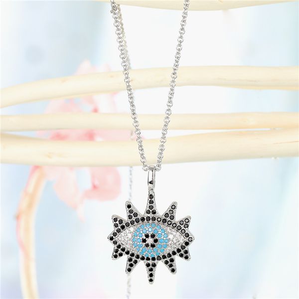 1pc new trendy zircon planet turkish eye necklace for women vintage crystal star pendant choker clavicle chain jewelry n698-18, Silver 
1pc new trendy zircon planet turkish eye necklace for women vintage crystal star pendant choker clavicle chain jewelry n698-18, Silver