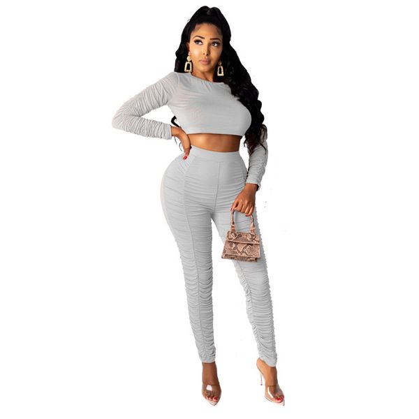 fashion soild color womens tracksuits casual stacked designer two piece set slim crew neck womens clotging, Gray
fashion soild color womens tracksuits casual stacked designer two piece set slim crew neck womens clotging, Gray