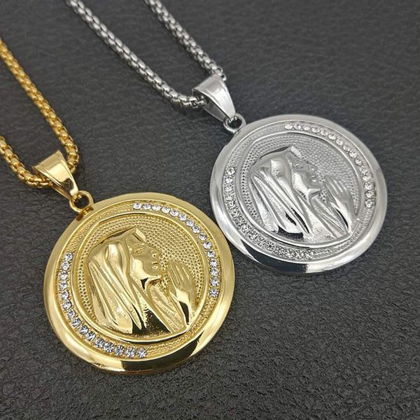 hip hop bling iced out solid stainless steel virgin mary praying round pendants necklaces for men rapper jewelry drop shipping, Silver
hip hop bling iced out solid stainless steel virgin mary praying round pendants necklaces for men rapper jewelry drop shipping, Silver