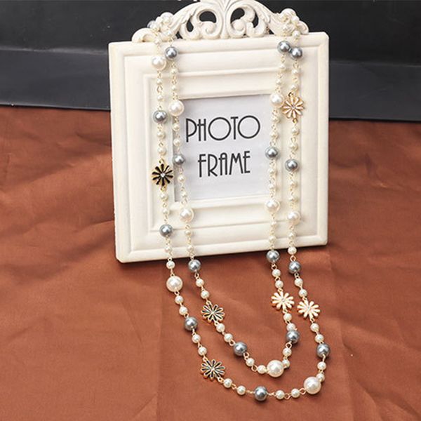 new 2020 fashion delicate pearls crystal flowers multilayer chains necklace women long sweater chain choker, Silver
new 2020 fashion delicate pearls crystal flowers multilayer chains necklace women long sweater chain choker, Silver