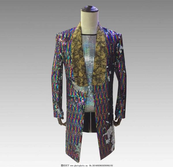 men's color sequined suit jacket night bar singer ceremonial host costume suit coat gown costume male, White;black
men's color sequined suit jacket night bar singer ceremonial host costume suit coat gown costume male, White;black