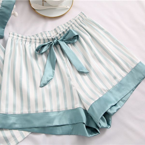 silk satin pajamas set women sleepwear silk pijama satin short sleeve shirt night suits pyjama homewear fashion, White