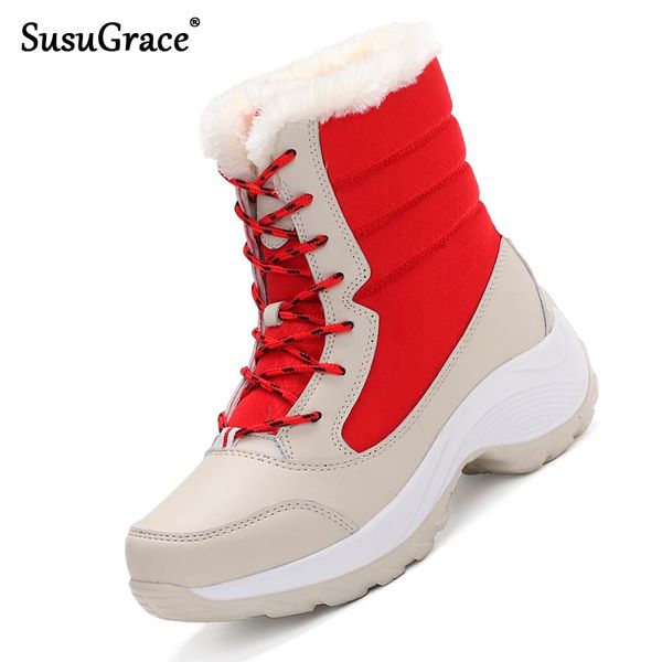 susugrace 2020 women's snow boots brand winter warm lace-up female shoes outdoor casual comfortable mid-calf botas de mujer, Black
susugrace 2020 women's snow boots brand winter warm lace-up female shoes outdoor casual comfortable mid-calf botas de mujer, Black
