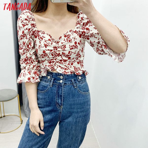 tangada women retro ruffles floral print blouse summer flare sleeve chic female pleated shirt blusas, White
tangada women retro ruffles floral print blouse summer flare sleeve chic female pleated shirt blusas, White