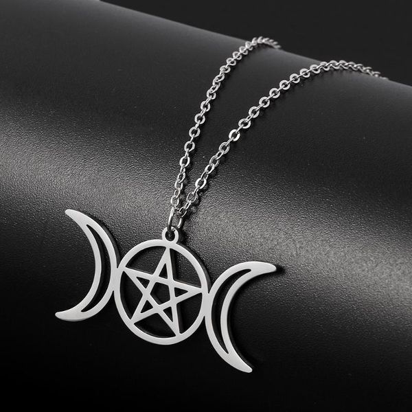 stainless steel moon goddess pendant necklace for women men pentagram moon wicca jewelry chain charm necklaces chokers, Silver
stainless steel moon goddess pendant necklace for women men pentagram moon wicca jewelry chain charm necklaces chokers, Silver