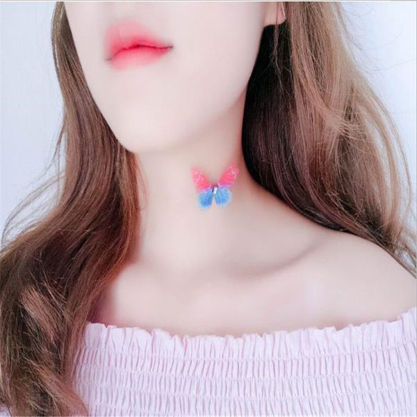chokers trendy 3d butterfly choker collar necklace for women party fishing line boho jewelry bijoux valentine's day gifts, Golden;silver 
chokers trendy 3d butterfly choker collar necklace for women party fishing line boho jewelry bijoux valentine's day gifts, Golden;silver