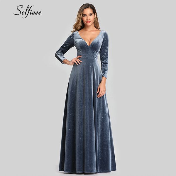 velvet maxi dress full sleeve a-line deep v-neck lace back dusty blue autumn women dress elegant party gowns ropa mujer, Black;gray
velvet maxi dress full sleeve a-line deep v-neck lace back dusty blue autumn women dress elegant party gowns ropa mujer, Black;gray