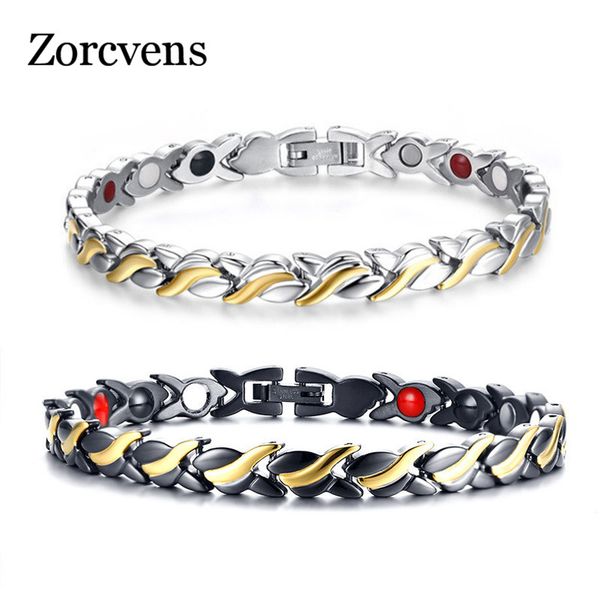 modyle fashion health magnetic bracelet for womens stainless steel magnet germanium care bracelet hand chain, Black
modyle fashion health magnetic bracelet for womens stainless steel magnet germanium care bracelet hand chain, Black
