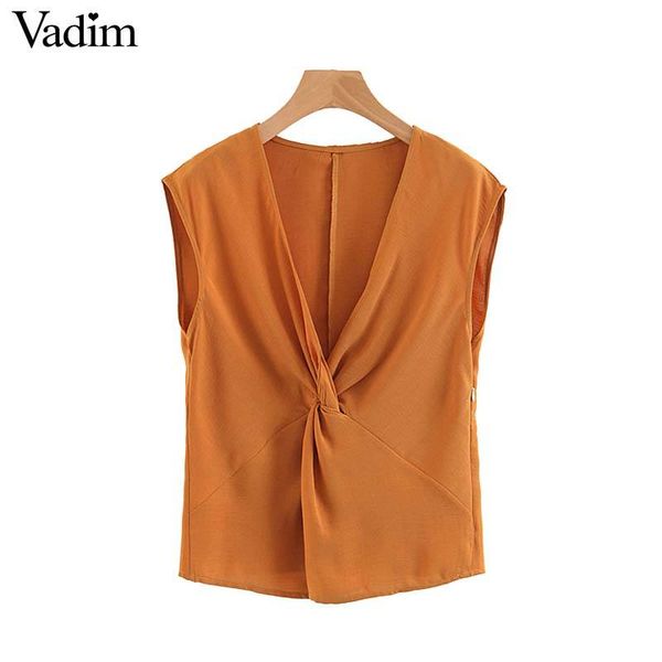 vadim women solid deep v neck sleeveless blouse bow pleated design side zipper fly elegant female casual blusas wa236, White
vadim women solid deep v neck sleeveless blouse bow pleated design side zipper fly elegant female casual blusas wa236, White