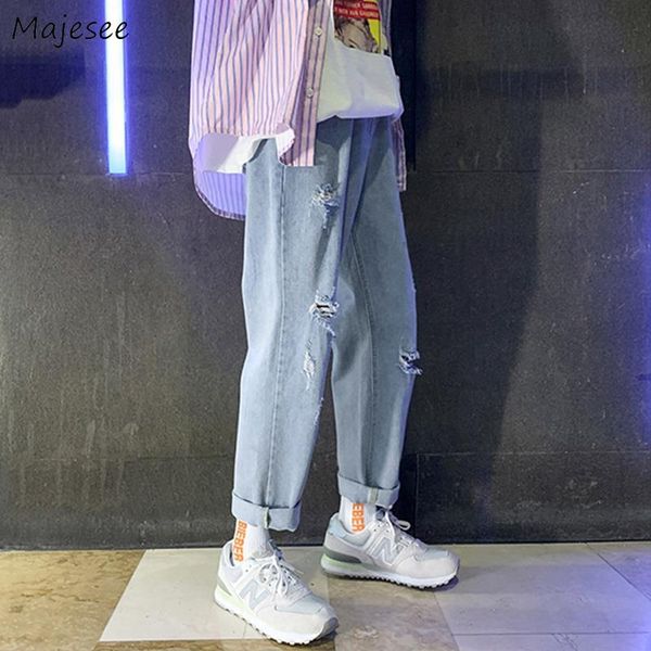 men blue ankle length jeans solid holes korean style vintage retro chic hip-hop fashion mens trousers streetwear spring bf loose
men blue ankle length jeans solid holes korean style vintage retro chic hip-hop fashion mens trousers streetwear spring bf loose