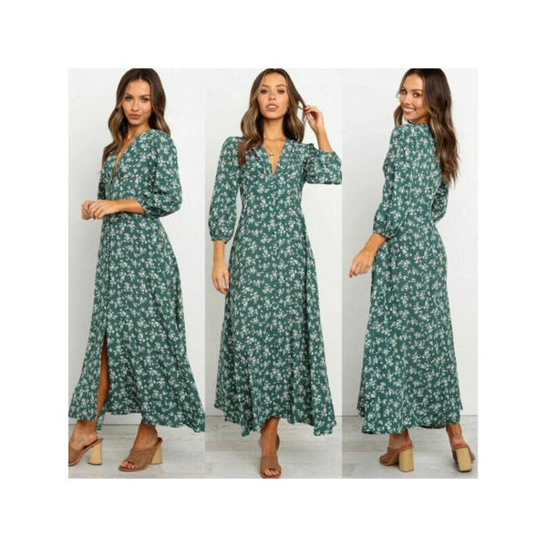 women ladies boho floral printed holiday v neck 34 sleeve big swing maxi dress leisure summer green navy long dress, Black;gray
women ladies boho floral printed holiday v neck 34 sleeve big swing maxi dress leisure summer green navy long dress, Black;gray