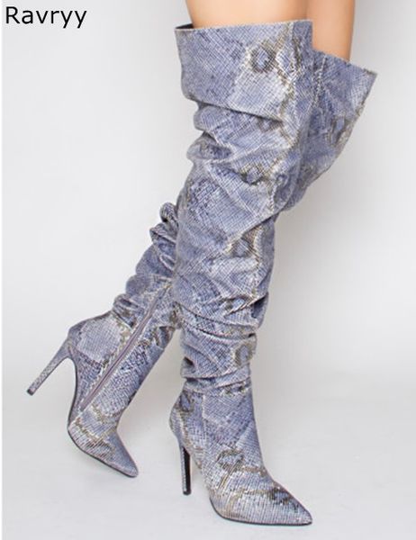 woman long boots blue snakeskin over-the-knee boot pointed toe design model fun club party thin heel female motorcycle boots, Black
woman long boots blue snakeskin over-the-knee boot pointed toe design model fun club party thin heel female motorcycle boots, Black
