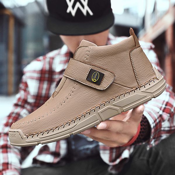 hook&loop men's autumn leather boots high-casual sneakers handmade breathable zapatos de hombre outdoor non-slip outsole, Black
hook&loop men's autumn leather boots high-casual sneakers handmade breathable zapatos de hombre outdoor non-slip outsole, Black