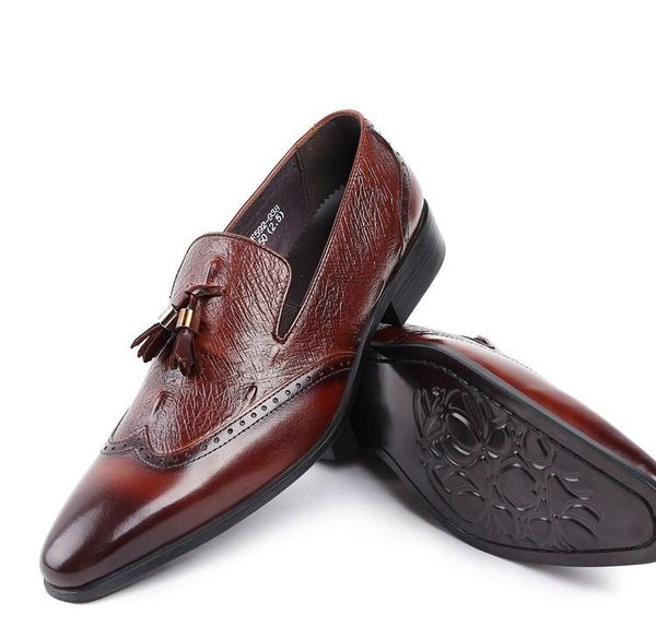 pointed toes men's dress shoes slip-on smart casual tassels genuine leather carved gradient male oxfords flats loafers formal, Black
pointed toes men's dress shoes slip-on smart casual tassels genuine leather carved gradient male oxfords flats loafers formal, Black