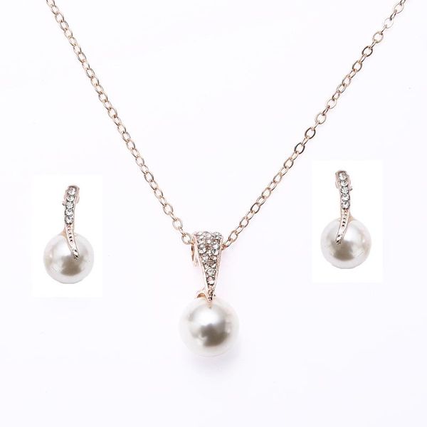 1set bridal crystal jewelry set pearl necklace ear stud banquet earrings necklace exquisite gift, Silver
1set bridal crystal jewelry set pearl necklace ear stud banquet earrings necklace exquisite gift, Silver