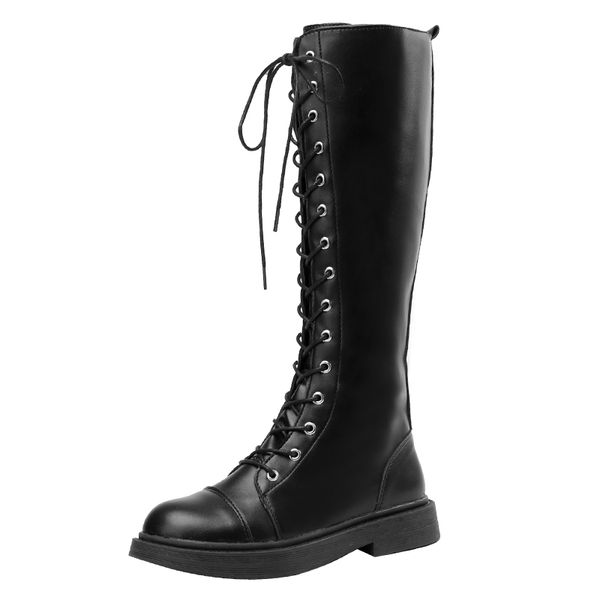women's boots in autumn and winter new boots british lace handsome biker thigh boot high leg boot 15 holes lace-up, Black
women's boots in autumn and winter new boots british lace handsome biker thigh boot high leg boot 15 holes lace-up, Black