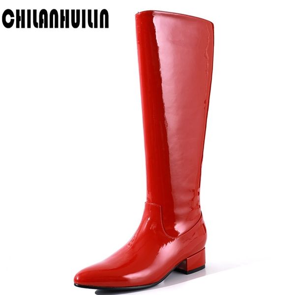 brand shoes autumn winter snow boots patent leather knee high boots women chunky heel round toe dress motorcycle, Black
brand shoes autumn winter snow boots patent leather knee high boots women chunky heel round toe dress motorcycle, Black