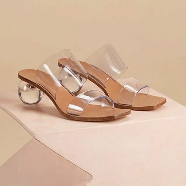 women's summer clear block square peep toe chunky personality middle heel slip on sandals mules slippers elegant crystal heel, Black
women's summer clear block square peep toe chunky personality middle heel slip on sandals mules slippers elegant crystal heel, Black