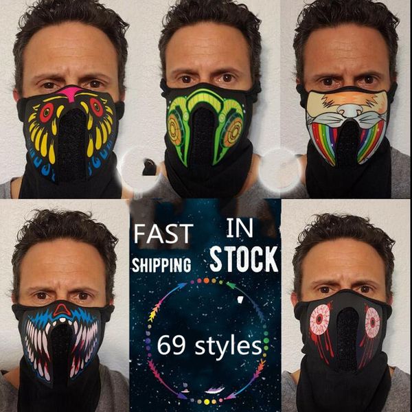 led flashing light up voice activated face mask sound control face masks fashion face cover facemask halloween party revel cosplay e81201 
led flashing light up voice activated face mask sound control face masks fashion face cover facemask halloween party revel cosplay e81201