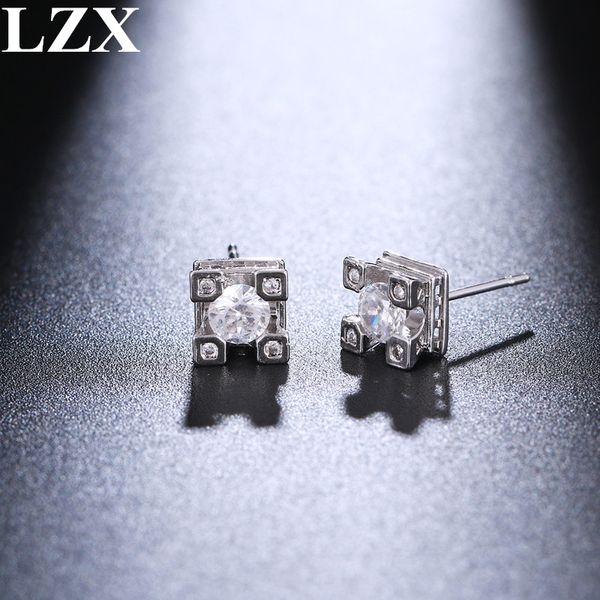 

LZX Hot Sell Eiffel Tower Design Earring White Gold Color Zirconia Crystal Stud Earrings For Women Girls Wedding Jewelry