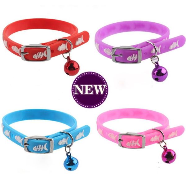 adjustable silicone cute pet dog cat collar soft rubber collar with bell charm necklace fish bone picture colorful pet supplies
adjustable silicone cute pet dog cat collar soft rubber collar with bell charm necklace fish bone picture colorful pet supplies