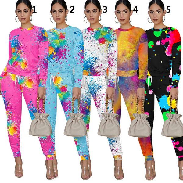 women two pieces outfits long sleeve graffiti tie dye printed t shirt pants splash ink tracksuit autumn fashion sports suit clothes d92304, White
women two pieces outfits long sleeve graffiti tie dye printed t shirt pants splash ink tracksuit autumn fashion sports suit clothes d92304, White