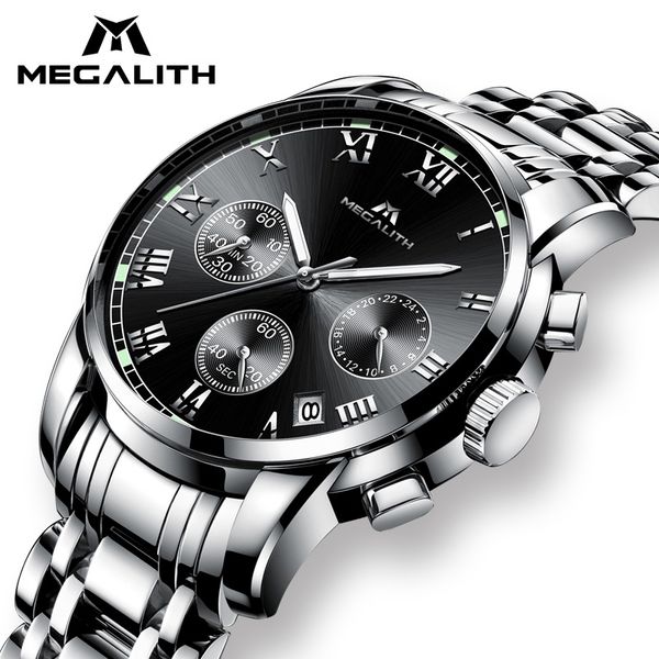 megalith men's waterproof watches luxury business quartz watch for men stainless steel chronograph luminous relogio masculino, Slivery;brown
megalith men's waterproof watches luxury business quartz watch for men stainless steel chronograph luminous relogio masculino, Slivery;brown