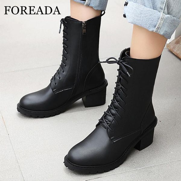 foreada high heel mid calf boots woman cross tied thick heel short boots zip round toe shoes ladies autumn winter black size 43 
foreada high heel mid calf boots woman cross tied thick heel short boots zip round toe shoes ladies autumn winter black size 43