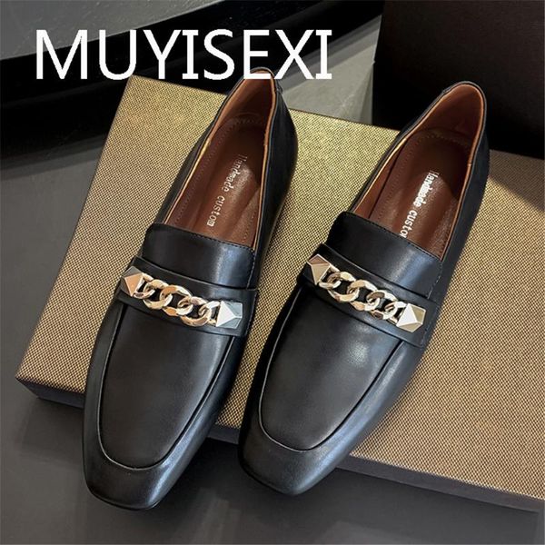 loafers flat metal chain decorations genuine leather shoes slip on solid women spring basic cozy women shoes am38 muyisexi, Black
loafers flat metal chain decorations genuine leather shoes slip on solid women spring basic cozy women shoes am38 muyisexi, Black