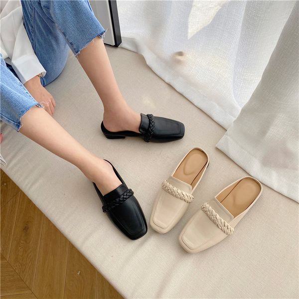 brand slippers for women casual low heels mules square toe slip on shoes outside slide weave band sandals zapatos de mujer, Black
brand slippers for women casual low heels mules square toe slip on shoes outside slide weave band sandals zapatos de mujer, Black