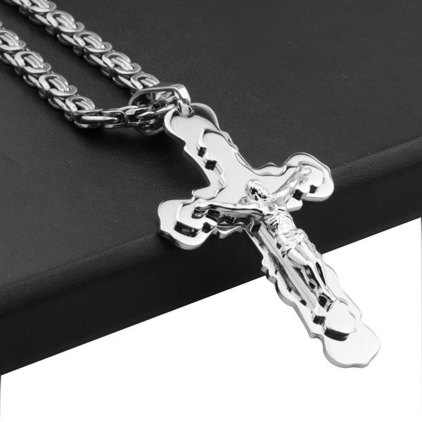classic crucifix cross pendant necklace women mens byzantine chain link stainless steel silver color 18-36 inch 
classic crucifix cross pendant necklace women mens byzantine chain link stainless steel silver color 18-36 inch